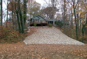 Erosion control completed rip rap stone project
